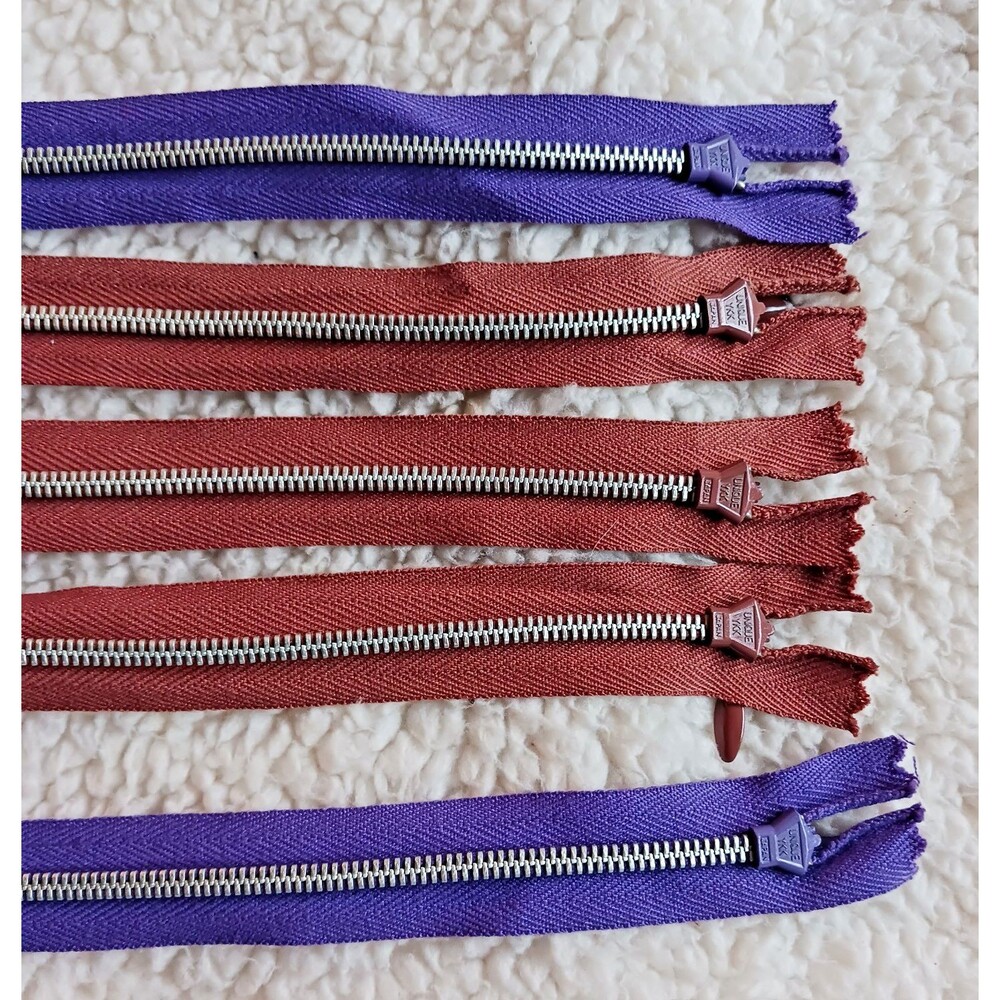 5 Vtg 1960-71 Unique Invisible Zipper aproximately 15"  100% Cotton Rare HTF